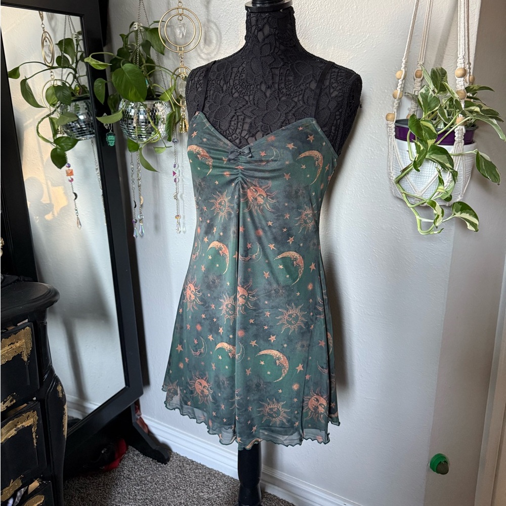 Sun and Moon Print Mini Dress